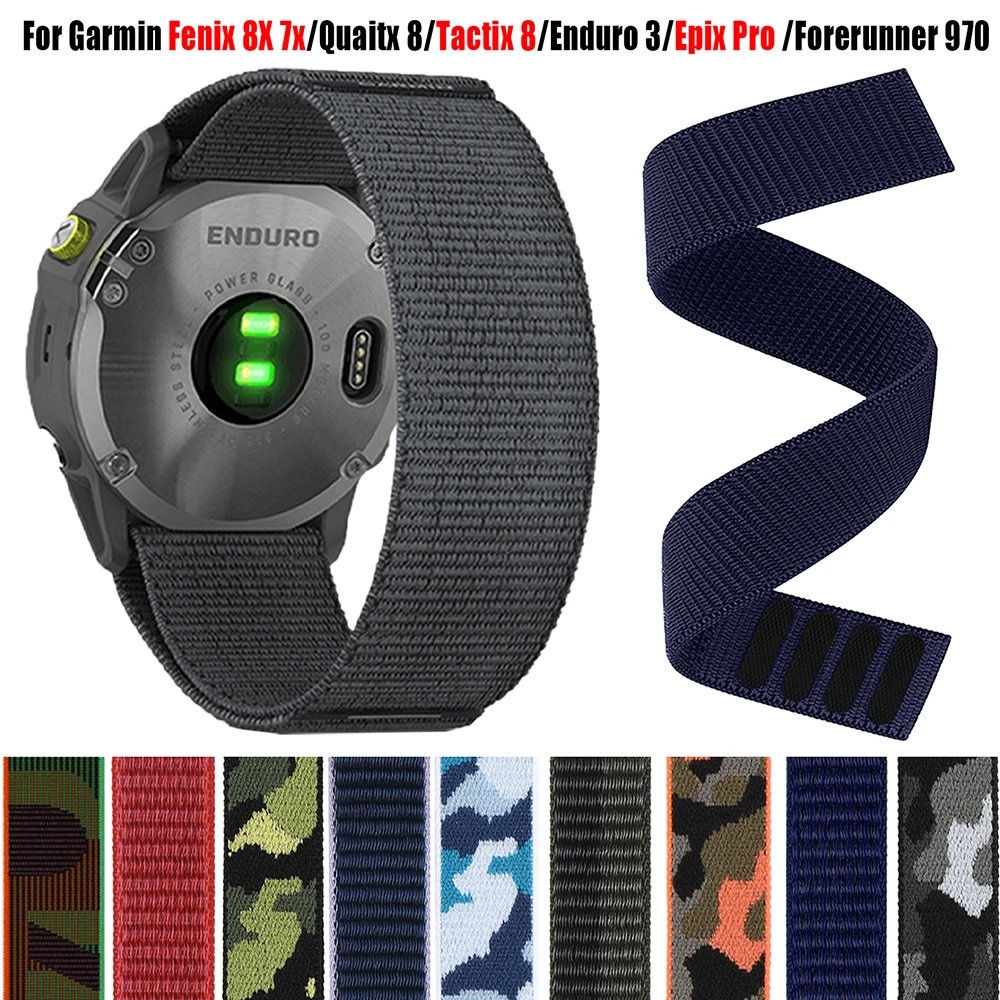 22 mm 26 mm QuickFit Nylon-Schlaufenband für Garmin Tactix 8 7 AMOLED Delta Bravo Enduro 3 Epix Gen 2 Fenix 8x 7x 6 PRO geflochtene Bänder