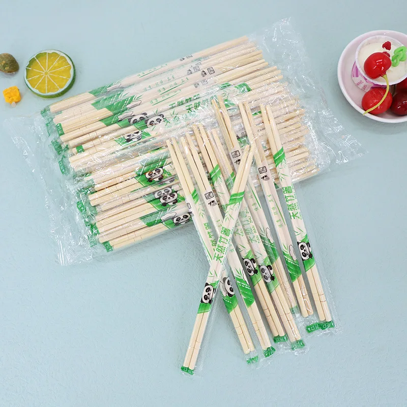 50 Stück Einweg-Essstäbchen aus Bambus, Panda, einzeln verpackt, große Menge, runde Essstäbchen, hygienisch, praktisch