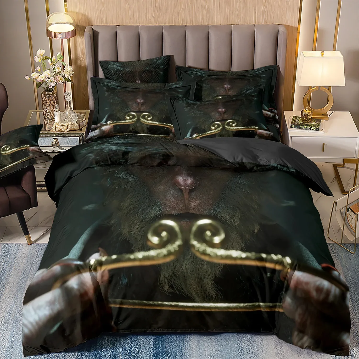 Black Myth Wukong Bedding Set,Game Characters Goku Bedding Set,Black 3D Printing Quilt Cover Pillowcase For children and adults
