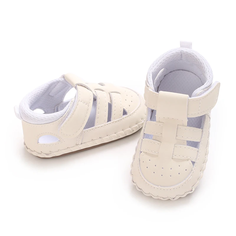 Sandales d'été en PU pour nouveau-né garçon, chaussures plates mignonnes à semelle en caoutchouc, antidérapantes, pour les premiers pas, 3 couleurs, nouvelle mode
