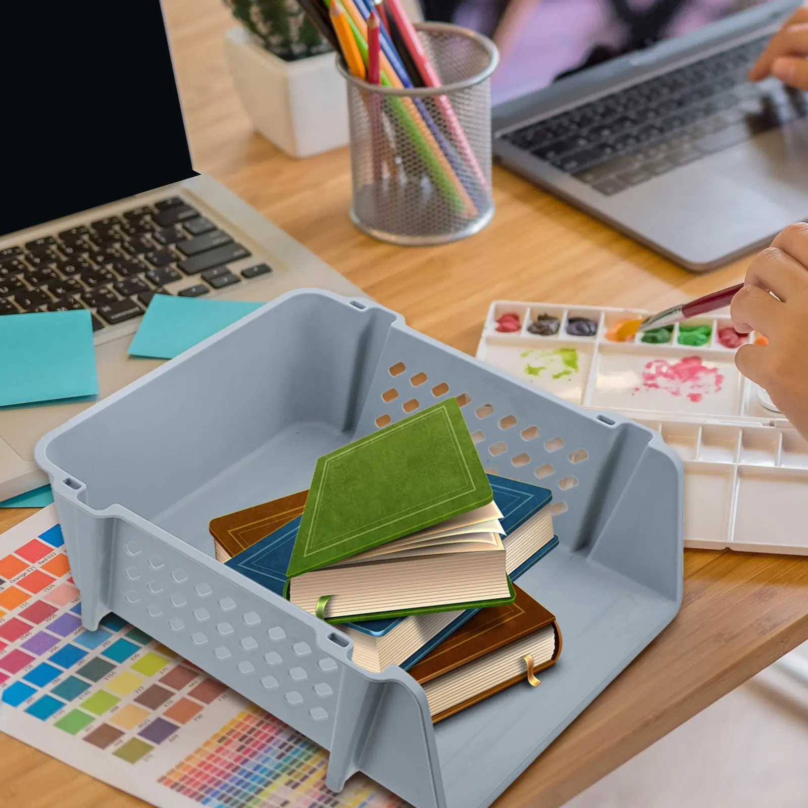 

Настольный органайзер для документов и канцелярских принадлежностей, многофункциональный пластиковый стеллаж для хранения, подставка для ручек