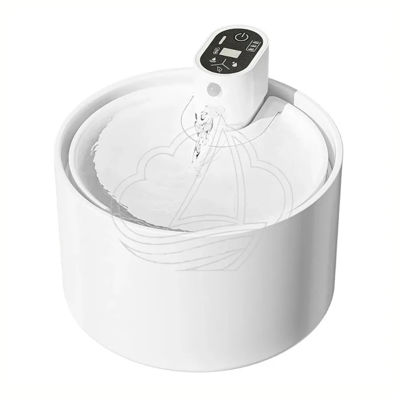 2.3L Automatic Ceramic Cat Water Fountain Wireless Dispenser Temperature Water Level Display Pet Drinker Bowl