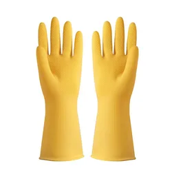 Work Gloves Tendon Rubber Gloves Household Kitchen Dishwashing Gloves Acid and Alkali Resistant Thickened Latex Cleaning Gloves