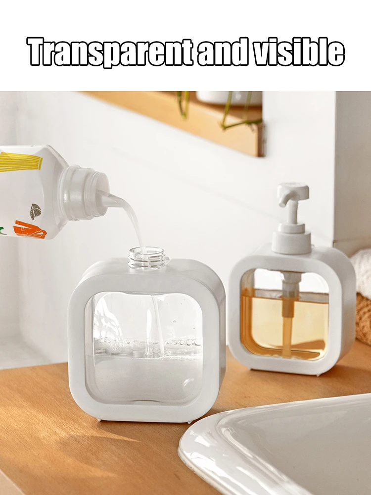 1/2 Stück Seifenspenderflasche mit großer Kapazität, transparente, sichtbare Kunststoff-Pressflasche, geeignet für Reisen, Küche, Badezimmer – Detail 2