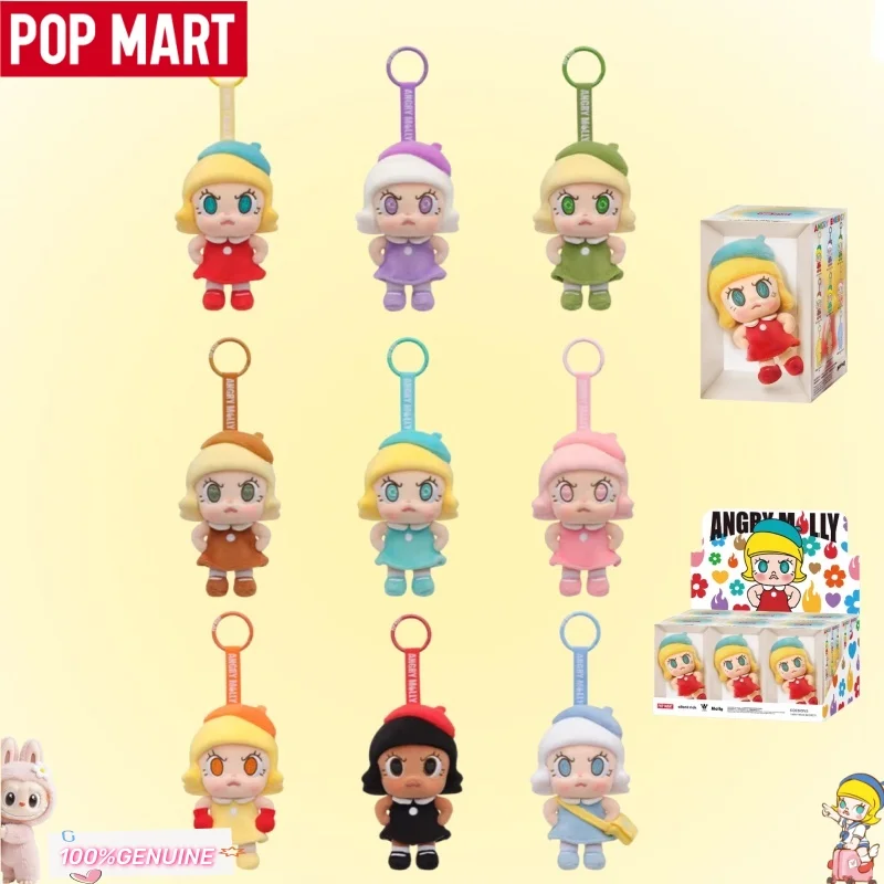 

Original POPMART Angry Molly Heart Blossom Series Plush Keychain Blind Box Cute Fiery Mood Doll Kawaii Hanging Toy Birthday Gift