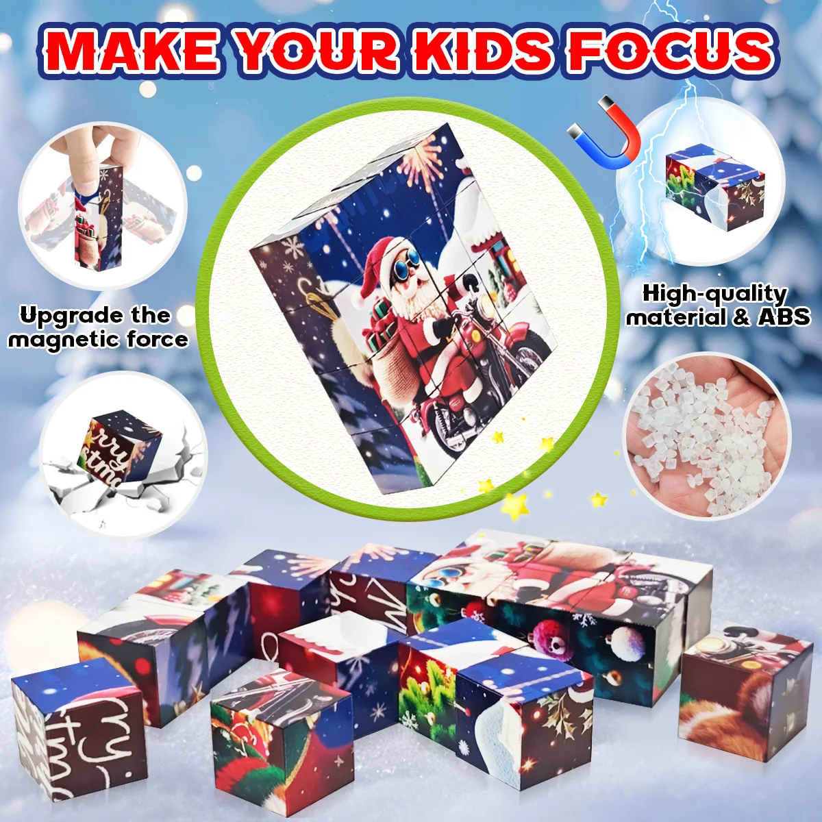 ألعاب ألغاز مغناطيسية لعيد الميلاد، أنماط متنوعة، ألعاب تجميع مغناطيسية، مناسبة للأولاد والبنات، هدايا عيد الميلاد وأعياد الميلاد