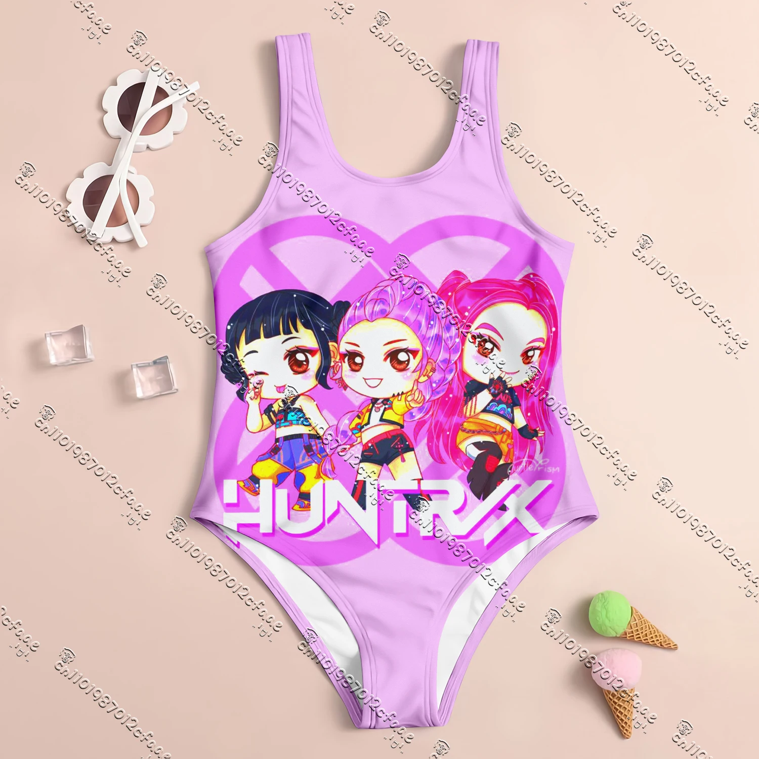 

25-26 New Miniso Demon Hunters 3D Print One-Piece Swimsuit Summer Kids Girls Women's Swimsuit Beach Quick-Drying Clothes