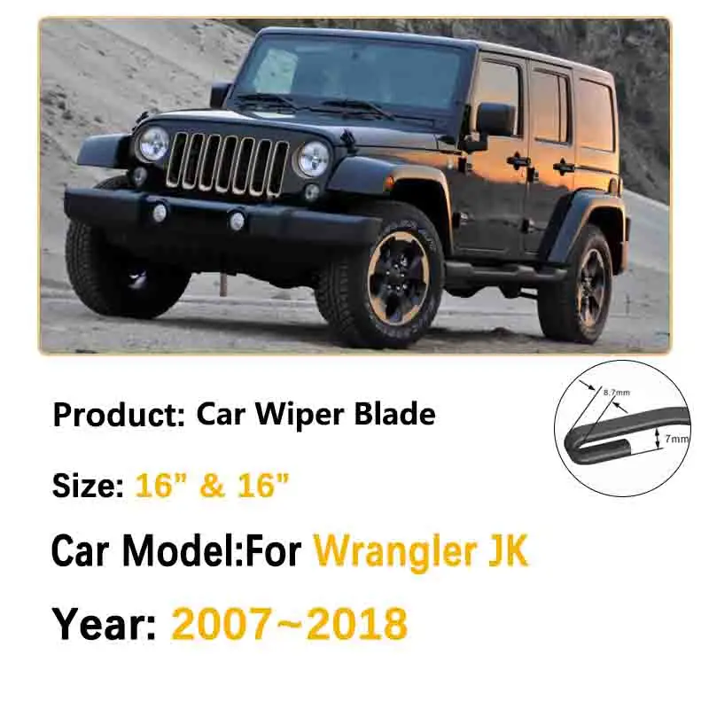 Car Wiper Blades For Jeep Wrangler JK 2007~2017 2018 J8 TJL-J8 Rubber Strip Wipe Cleaning Brushe Protect Windshield Accessories