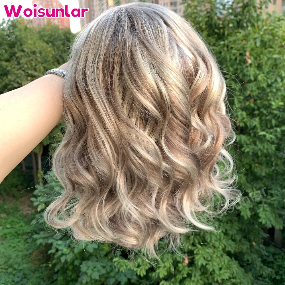 Highlight Light Brown and Blonde 613 Front Lace Wigs bob Human Hair 13x6 Transparent Lace body wave Pre Styled 100% Human Hair