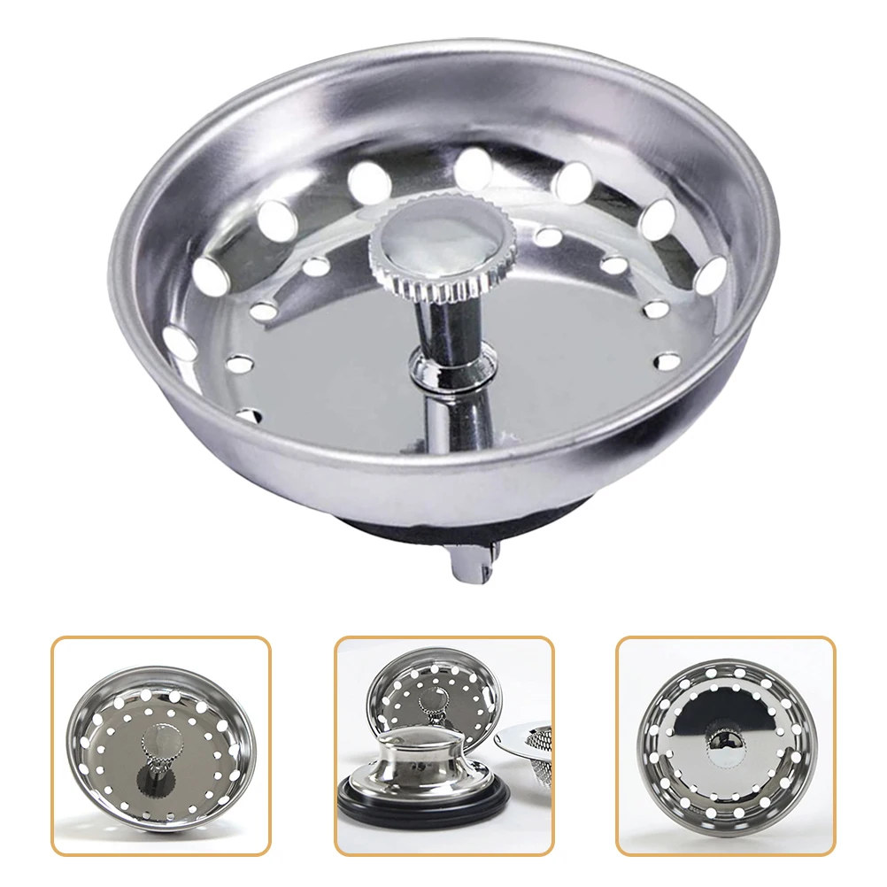 

Sink Drain Cover Stainless Steel Rubber Kitchen Waste Stopper for Leakage Prevention and Floor Protection Easy Install Washing