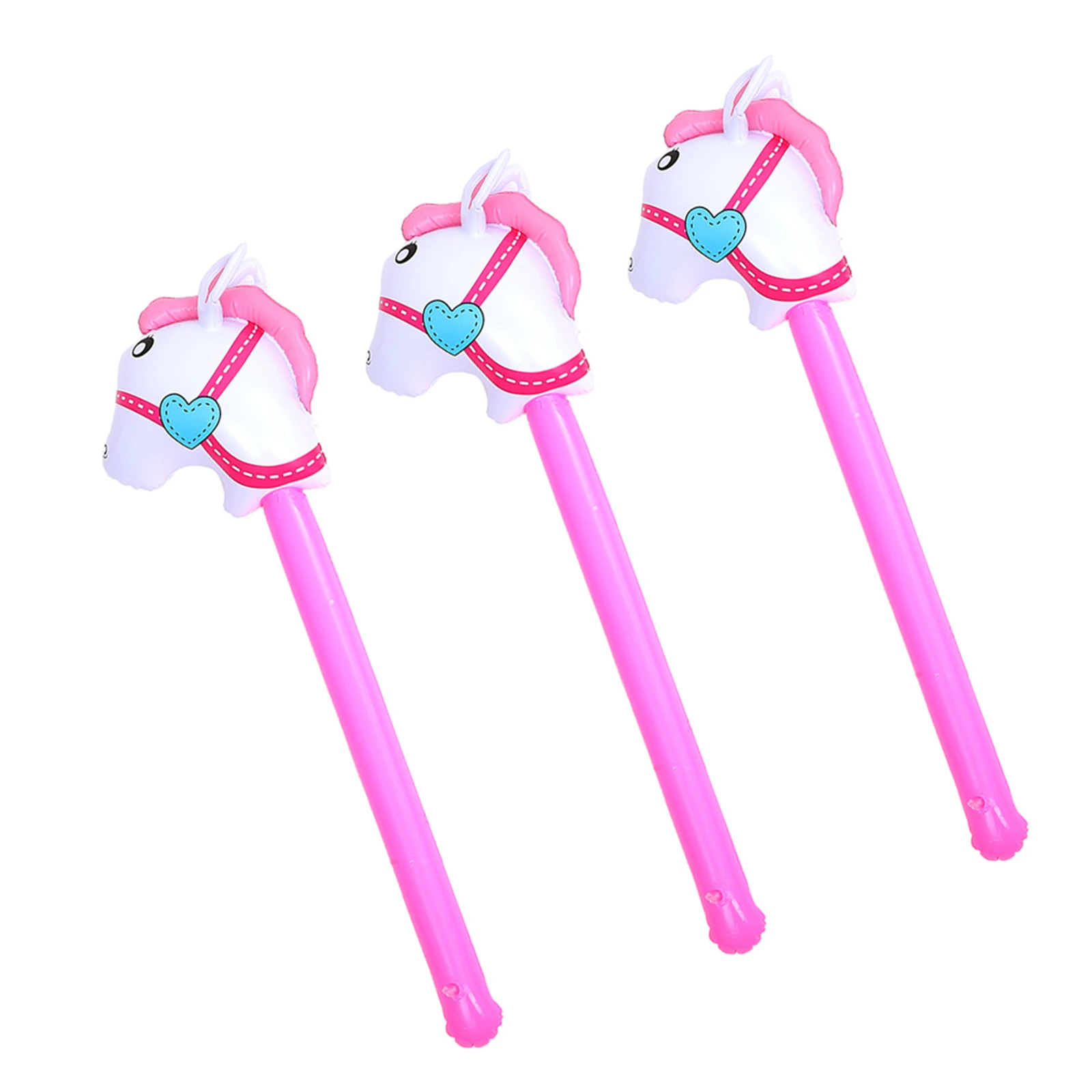 

3pcs Horse-Head Kids Cheering Decoration Supplies Horse Themed Favors Inflatable Stick For Children Birthday Party Play