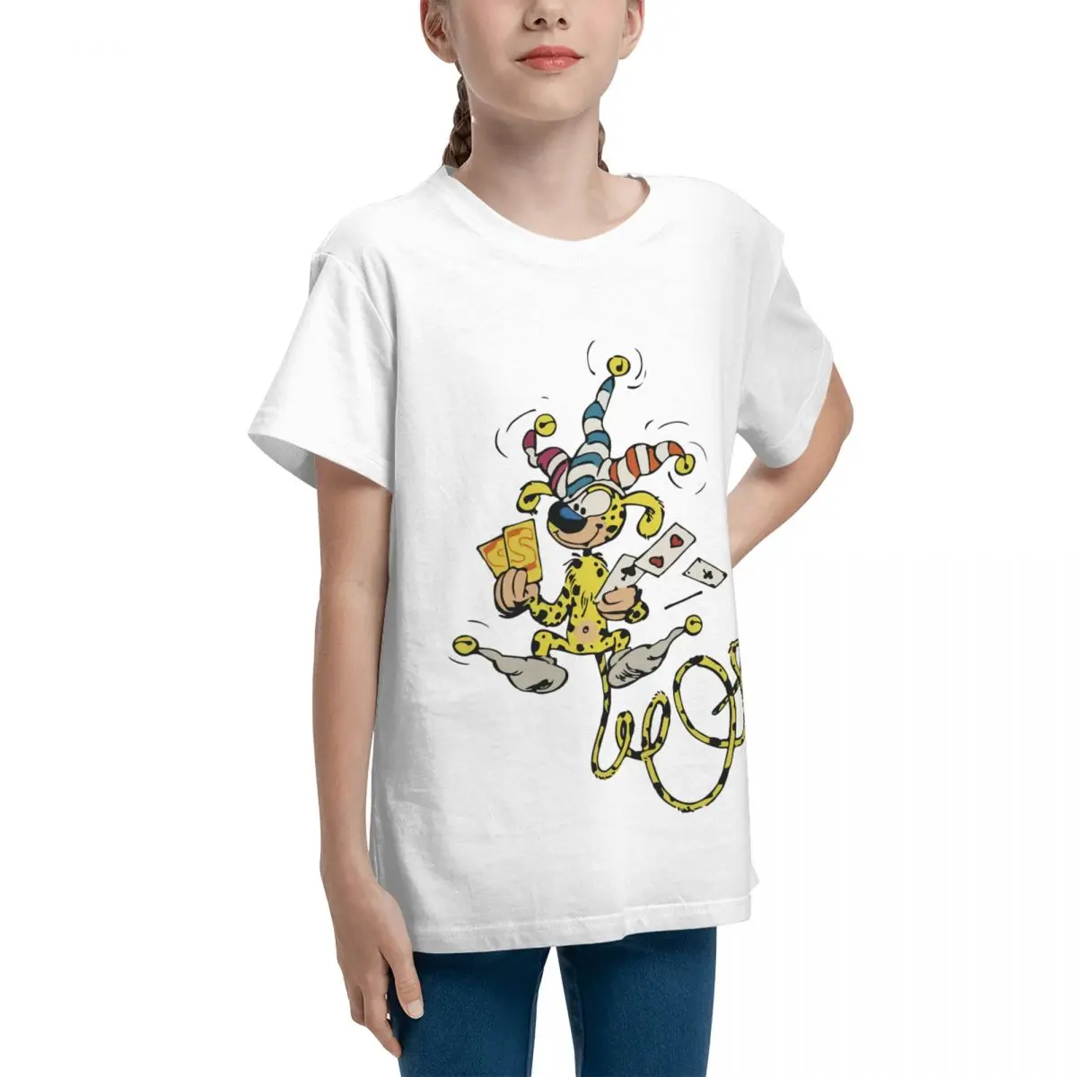 Marsupilami Playing Cards For Sale Adolescents Basic Short Sleeve T-Shirt Round neck Tshirt Graphic Cool Funny Vintag High grade