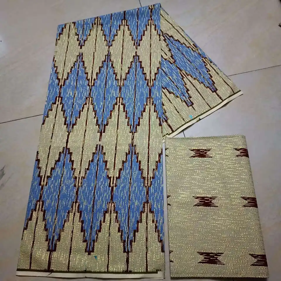 Ankara African Fabric gold  Real Wax Fabric Nigeria Ghana Style Tissu Sewing Dress Craft DIY 100% Cotton 4+2yards