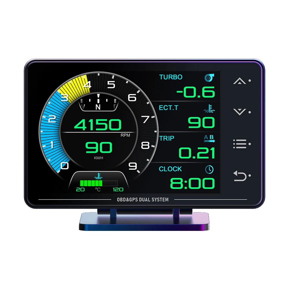 XS HUD Gauge Car Multi-function OBD+GPS Instrument Water Temperature Turbocharged Oil Pressure Oil Temperature Head-up Display