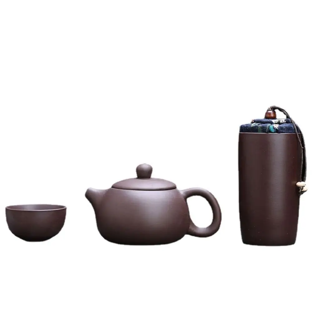 Durable Purple Clay Travel Tea Set Teaware 1 Tea Pot 4 Cups Teapot Teacup Kit Save Space Portable Kung Fu Tea Cups Tea Lovers