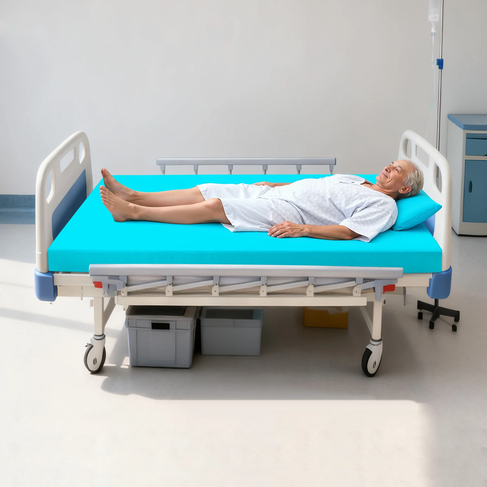 Matelas professionnel pour soins infirmiers, matelas en éponge à haute élasticité, matelas pour maisons de retraite et soins à domicile NEUF (Bleu, 200*90*15cm)