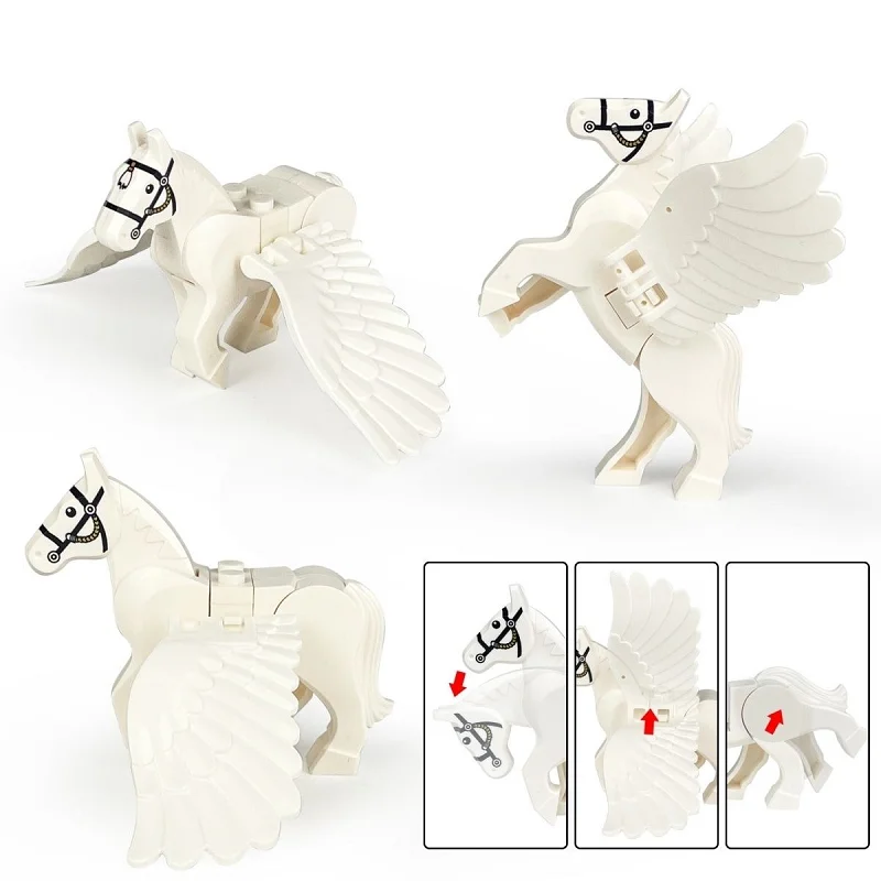 2pcs/ set of MOC flying horse building blocks with wings Horse Tianma Fantasy Flying Horse Garden building blocks toy accessorie