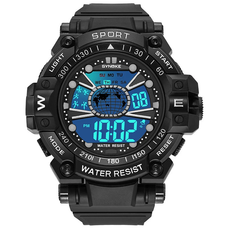 ساعة AL-65 للرجال إلكترونية، مقاومة للماء، رياضية وعصرية، متعددة الوظائف مقاومة للماء