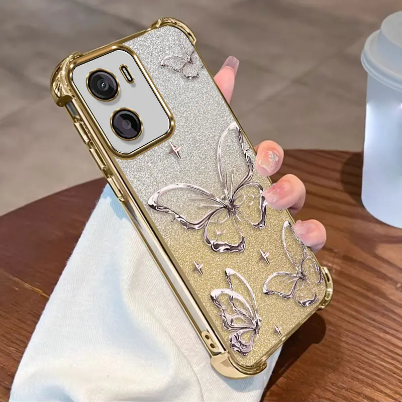 Glitter Plating Protective Cover For Motorola Moto G06 Power Case Flxebile TPU Four-corner Shockproof Butterfly Fundas view 6
