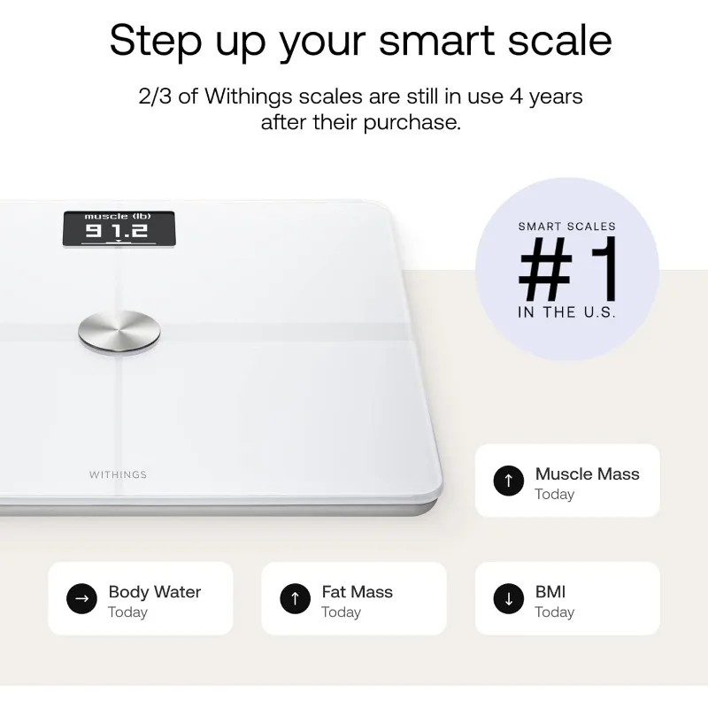 Withings Body+ Wi-Fi bathroom scale for Body Weight Digital Scale and Smart Monitor Body Composition Scales