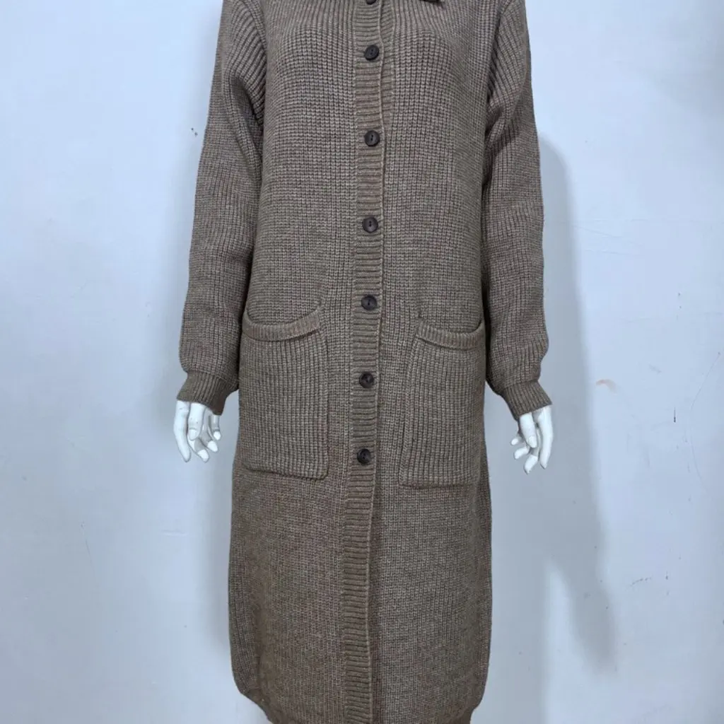 

Women's Loose Square Collar Long Coat Sweater with Pockets Autumn Winter Fashion European Style US Trendy Top for Women