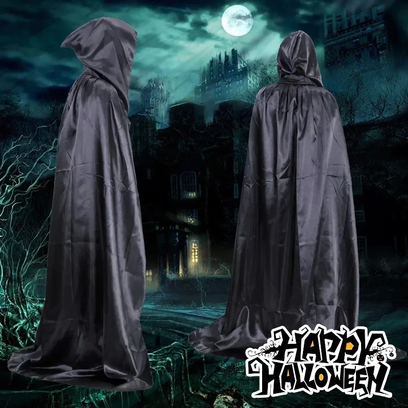 

Длинная накидка вампира с капюшоном, халат на Хэллоуин, плащ, костюм дьявола, демона, для женщин, мужчин, детей, для взрослых, вечерние, жуткий, должен иметь