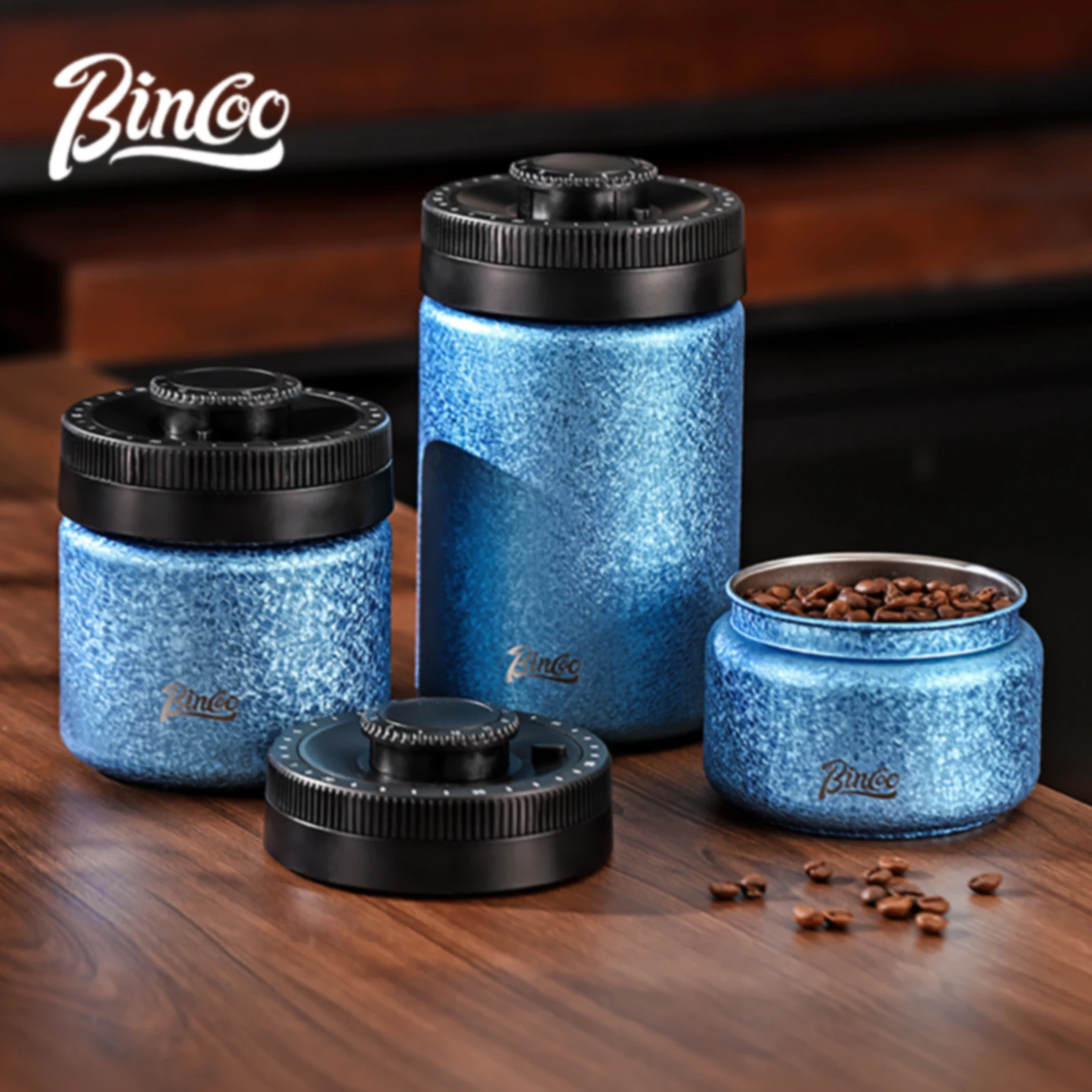 

Bincoo Airtight Coffee Container: Food-Grade 304 Steel, Pump-Vacuum & Stackable, Humidity-Proof Storage Can with Date Scale New