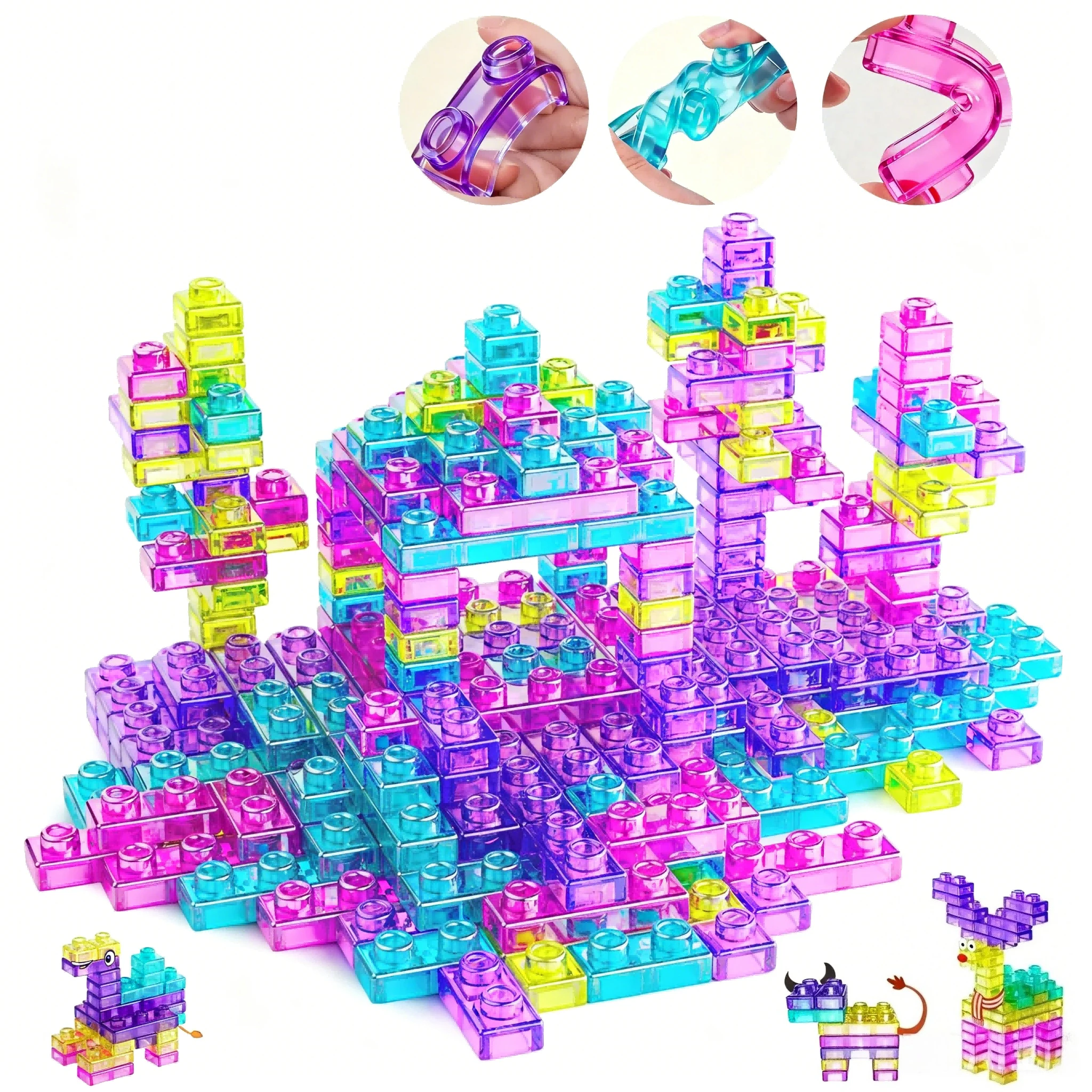 Squishy Building Blocks,  Soft Silicone Stackable Sensory Toy, STEM Educational Construction Set Stress Relief Fidget Gadget