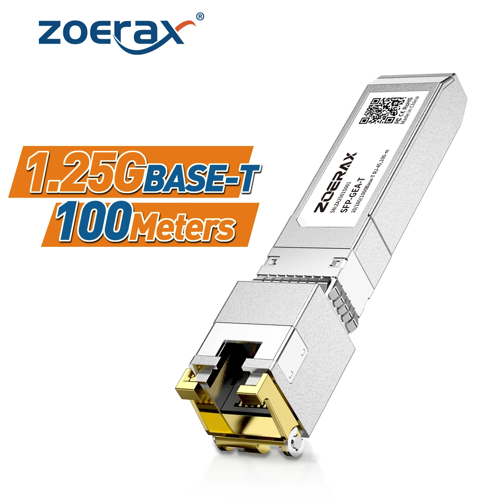 ZoeRax 1.25/2.5/10G RJ45 SFP-Modul, adaptive Rate, Plug-and-Play-Ethernet-Transceiver-Modul, kompatibel mit Cisco/Mikrotik