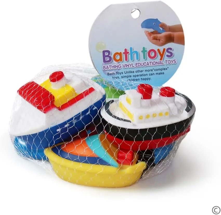 Brinquedos de banho flutuantes para banheira (6 peças), brinquedos macios para barco de banho para bebês, brinquedos de água para aprendizagem de banheira e brinquedos de banheiro para crianças