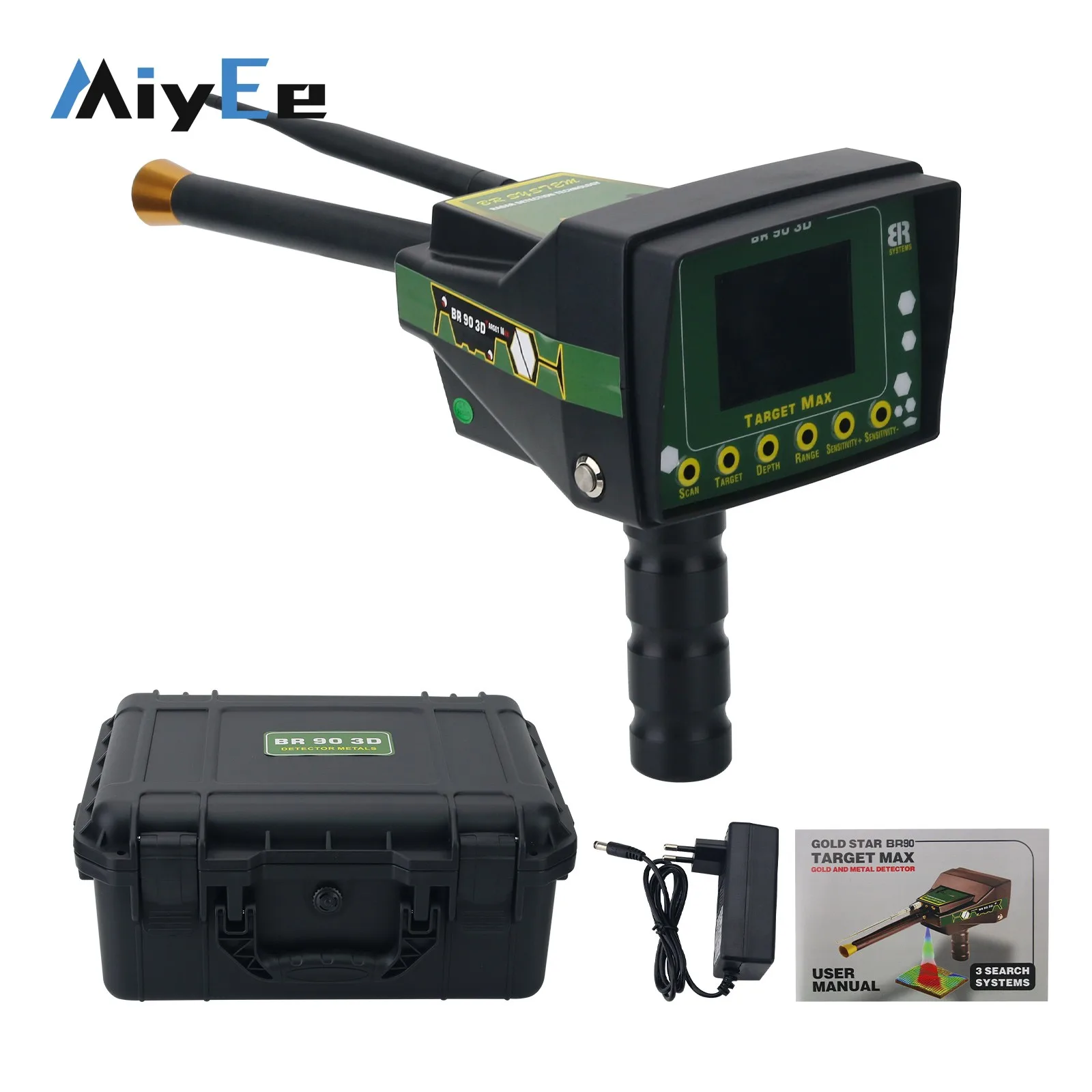 Miyee Gold Star BR90 3D TARGET MAX 0-1000m Long Range Gold and Metal Detector for Gold/P G/Silver/Copper/Iron/Tin/Gem