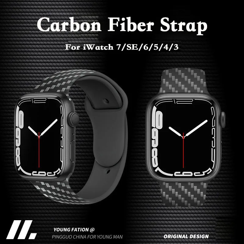 Carbon Fiber Strap For Apple watch band 44mm 45mm 42mm 40mm/38mm/41mm bracelet correa iwatch series 6 5 4 3 SE 7 8 9 ultra 2