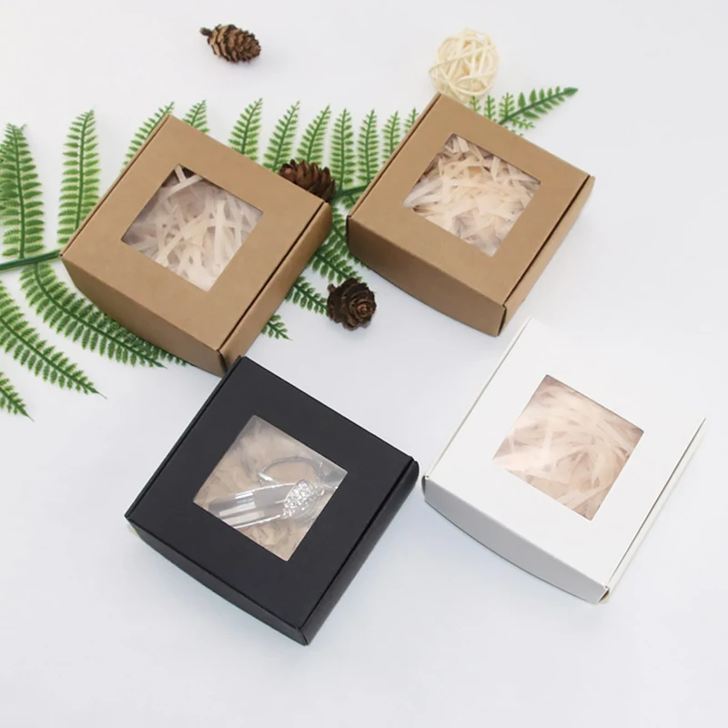 10/20 قطعة صناديق من الورق المقوى التعبئة والتغليف المعجنات كعكة هدية صناديق التعبئة والتغليف كرافت ورقة مجوهرات هدية صندوق التفاف صندوق Cajas De Empaque