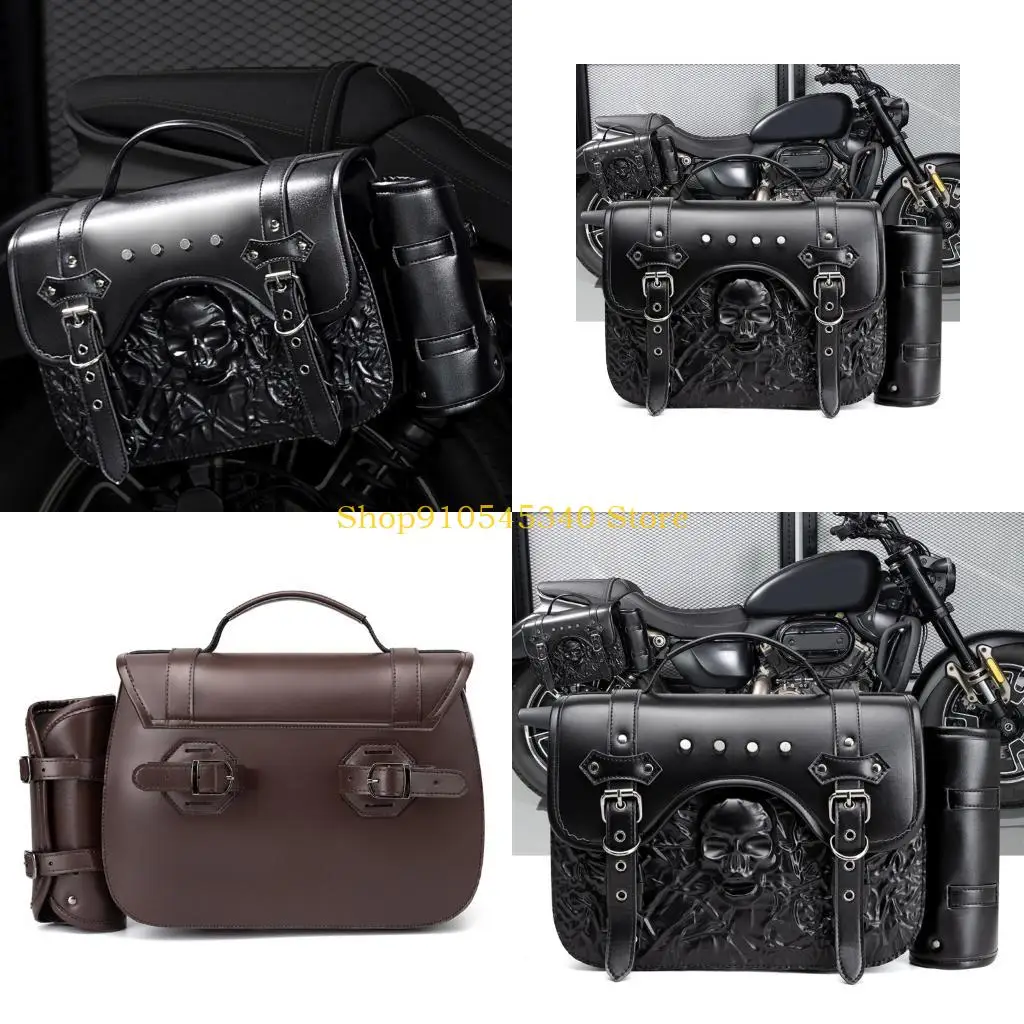 

U2JA Motorcycle Tail Bag Seat Bag Saddlebags Luggage Bag Multifunctional PU Leather Motorbike Helmets Bag Storage Bag