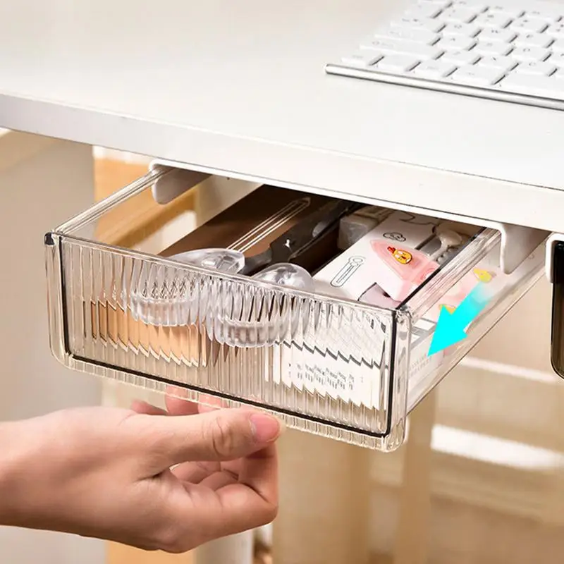 Under Desk Storage Drawers Hiddens Mounted Desk Drawer Attachable Slide-out Drawer Self-Adhesive Under Desk Drawer