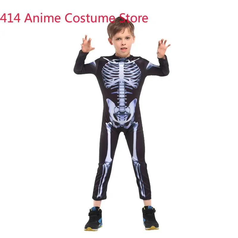 Halloween Carnival Party Costume Family Scary Demon Devil Skull Skeleton Costumes Jumpsuit for Men Women Kids Boy Girl