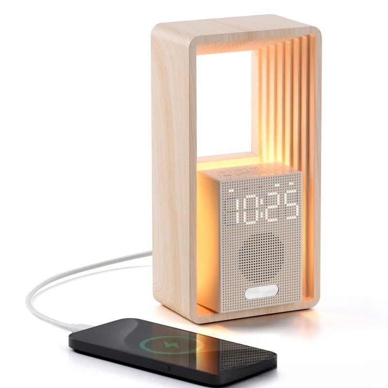wake up alarm clock white noise sleep audio night light Internet celebrity explosion high value bedside small table lamp