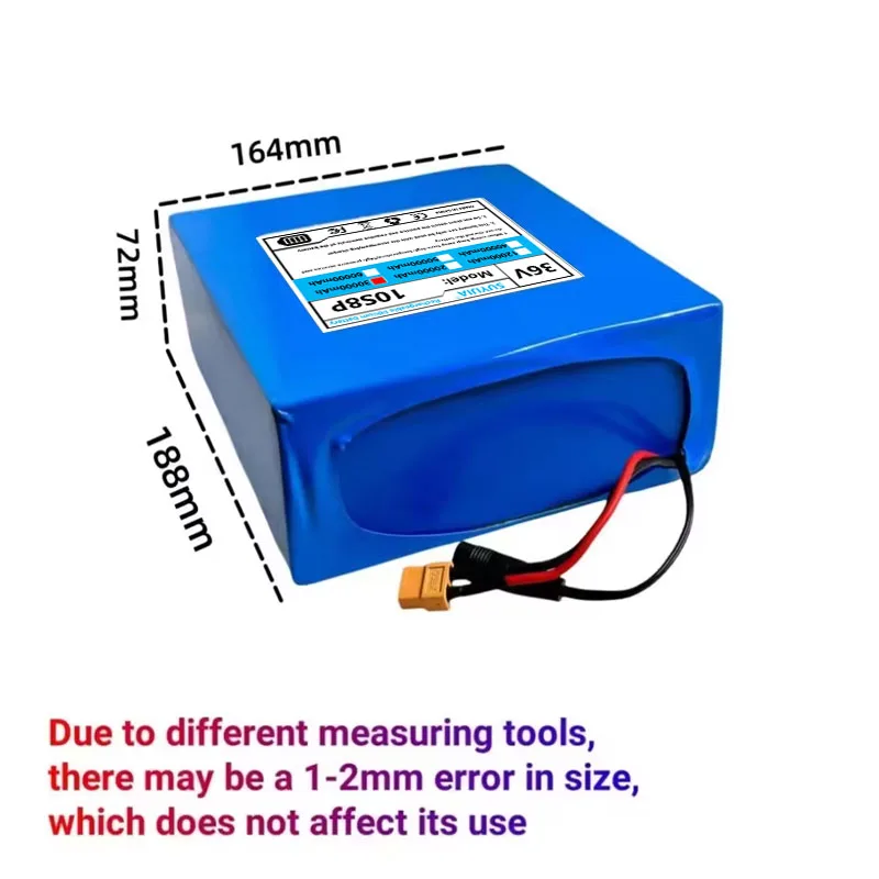 Original 36V 30 Ah 18650 10S8P Lithium Battery with Built-in 1500W High Power BMS for Various Energy Storage Power Supplies