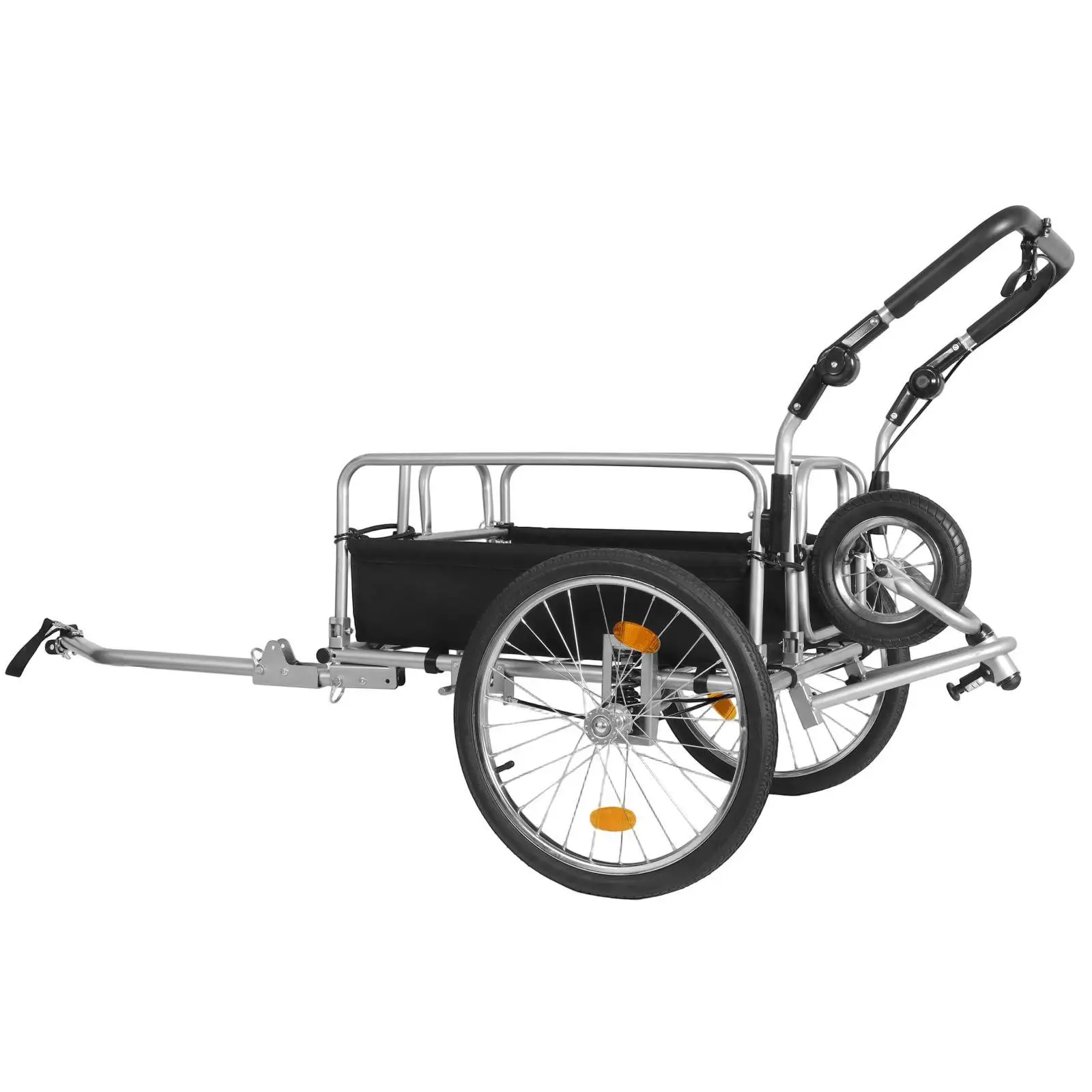 

Велоприцеп-тележка стальной рамы, трансформируемый, грузоподъемность 50 кг, колеса для обслуживания велосипедов и перевозки грузов