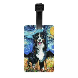 Starry Night Bernese Mountain Dog Luggage Tag for Suitcases Funny Pet Puppy Baggage Tags Privacy Cover Name ID Card