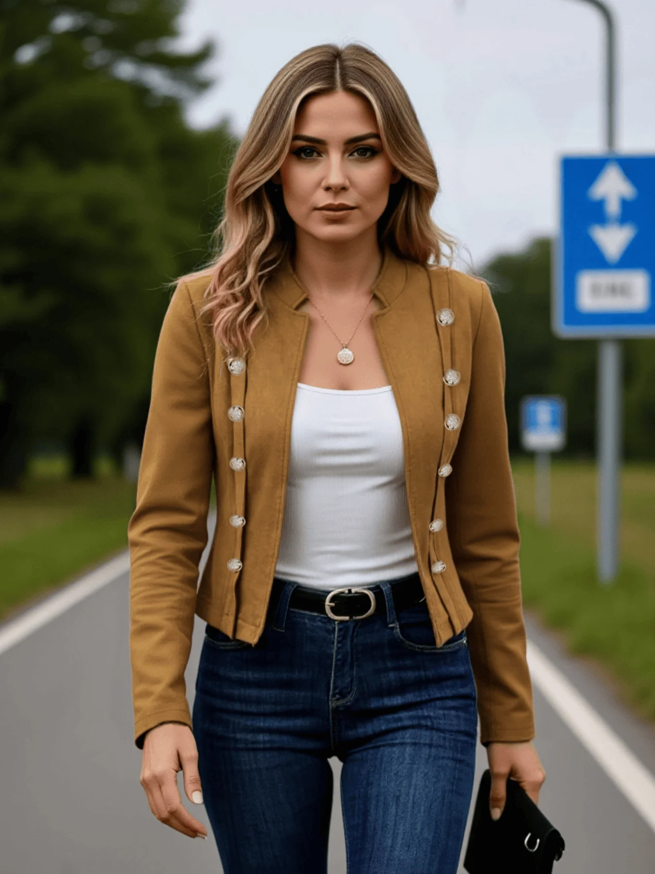 

Women's Double-Breasted Short Jacket for Spring Autumn Fashion Delicate Buttons Jacket Short Style for Casual Urban Women Jacket