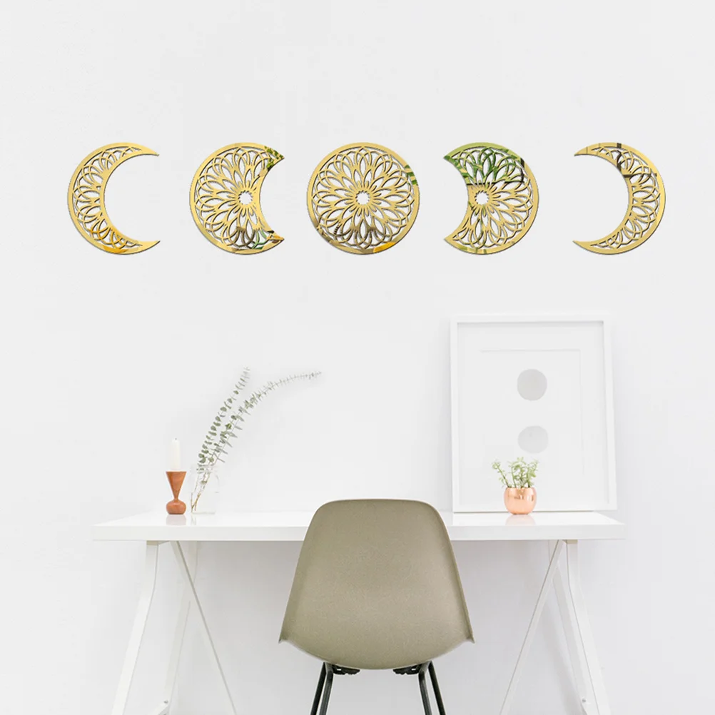 

1Set Acrylic Moon Wall Mirror Decoration Bedroom Living Room Office DIY Removable Adhesive Wall Sticker Moon Ornament
