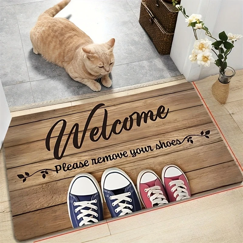 

1PC Welcome Pattern Kitchen Rug Non-Slip Door Mats Pop design Bathroom Rug Bath Mat Carpet for Home Sink Laundry Decor