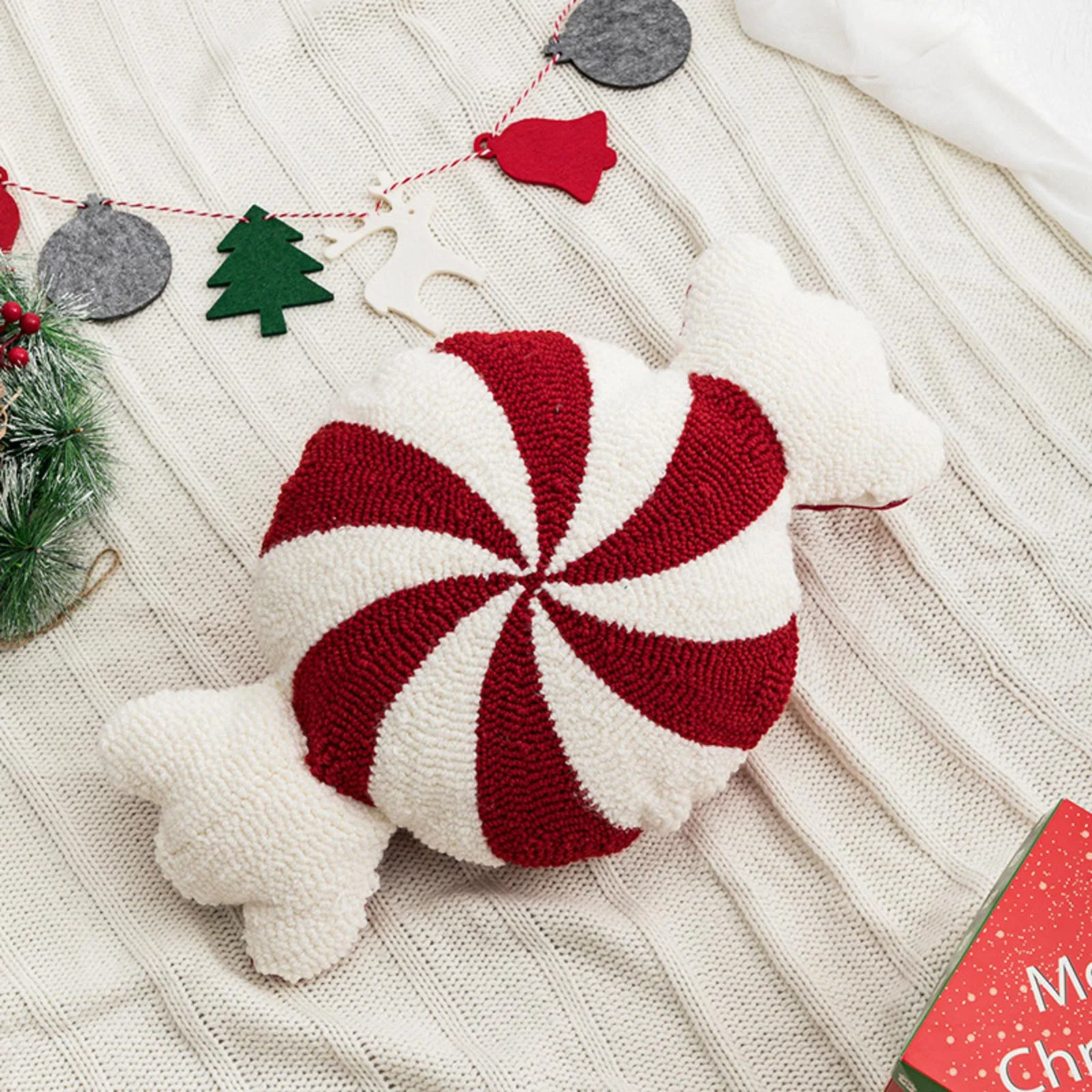 Christmas Candy Cane Throw Pillow Soft Sofa Cushion Festival Heteromorphic Decorative Pillow Doll For Christmas Decoration Hot