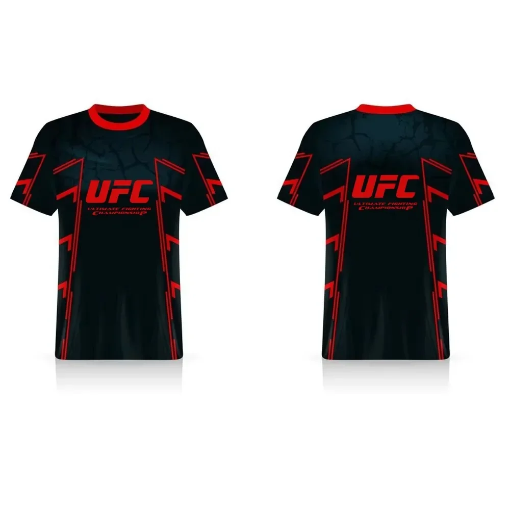 2025 موضة تنفس UFC ثلاثية الأبعاد مطبوعة الرجال القتال الصيف جديد الجولة الرقبة تي شيرت الرياضة في الهواء الطلق قصيرة الأكمام القتال