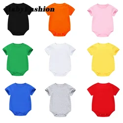 18-24M Multiple Colors Soft Cotton Rompers for Baby Boys Newborn Creeper Solid Color Short Sleeve Summer Romper Girls Clothes