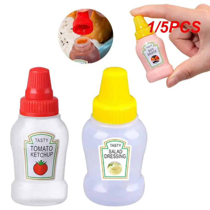 1/5PCS Salad Container Portable Needle-nosed Polychromatic Plastic Condiment Squeeze Box Squeeze Sauce Bottle For Seasoning