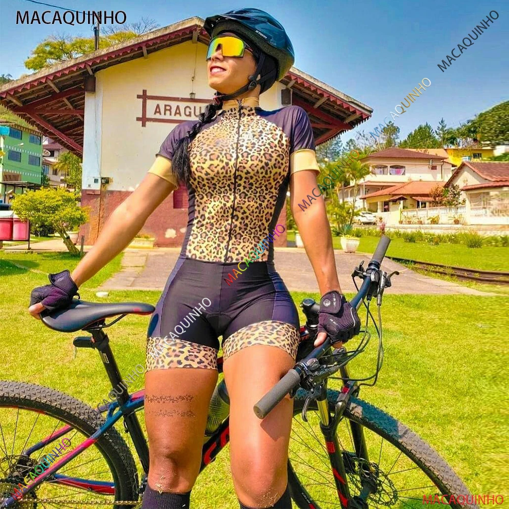 

Leopard Print Women's Cycling Suit Professional Uniforms Jumpsuit Free Shipping Macaquinho Ciclismo Triatlon