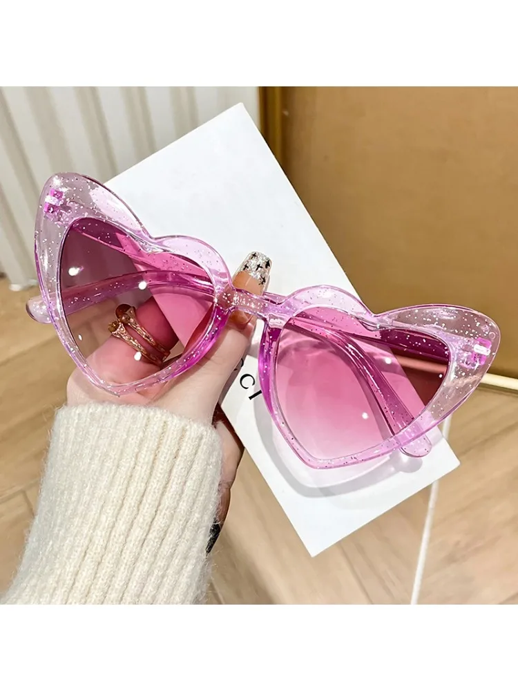 Lunettes de soleil Vintage en forme de cœur, tendance, irrégulières, cœur rose, nuances de tir de rue, Protection UV pour femmes