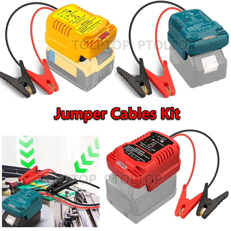 carro li ion bateria jump starting adapter auto booster cabos jumper cabos acessorios para makita dewalt milwaukee 18v 20v novo 01